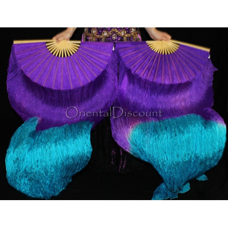Eventail de danse orientale violet turquoise