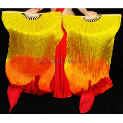 Eventail de danse orientale jaune orange rouge