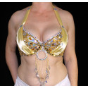 Soutien gorge satin de danse orientale doré bonnet C D