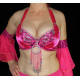 Soutien gorge satin de danse orientale fushia