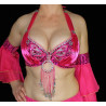 Soutien gorge satin de danse orientale fushia bonnet C D