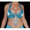 Soutien gorge satin de danse orientale turquoise bonnet C D