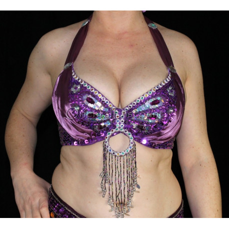 Soutien gorge satin de danse orientale violet