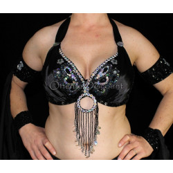 Soutien gorge satin de danse orientale noir