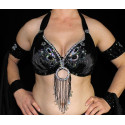Soutien gorge satin de danse orientale noir bonnet C D 