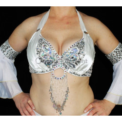Soutien gorge satin de danse orientale blanc
