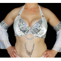 Soutien gorge satin de danse orientale blanc bonnet C D 
