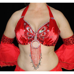 Soutien gorge satin de danse orientale rouge