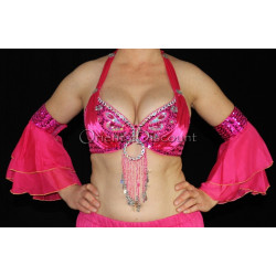 Manchons voilés de danse orientale fushia