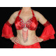 Manchons voilés de danse orientale rouge