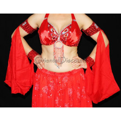 Manchons voilés de danse orientale rouge
