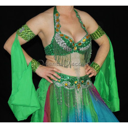 Manchons voilés de danse orientale vert