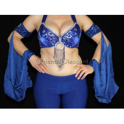 Manchons voilés de danse orientale bleu roy