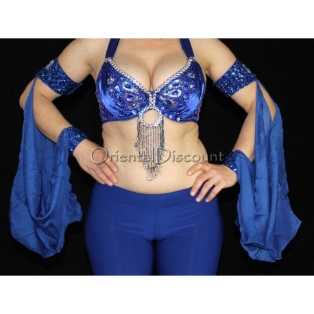 Manchons voilés de danse orientale bleu roy