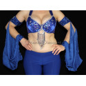 Manchons voilés de danse orientale bleu roy