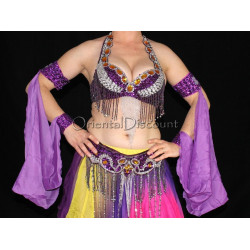 Manchons voilés de danse orientale violet
