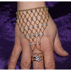 Chaine de main losanges dorés strass