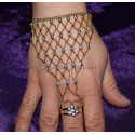 Chaine de main losanges dorés strass