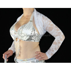 Boléro de danse orientale dentelle blanc