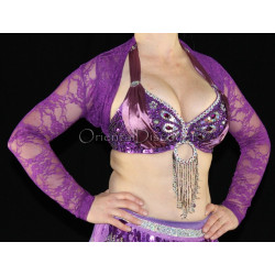 Boléro de danse orientale dentelle violet