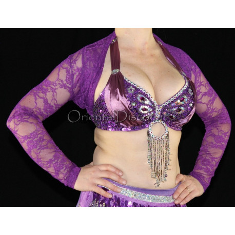 Boléro de danse orientale dentelle violet