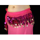 Ceinture de danse orientale fushia pastilles et sequins dorés
