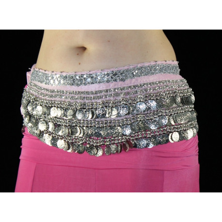 Ceinture velours rose et argent