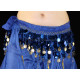 Ceinture de danse orientale bleu roy pastilles et sequins dorées