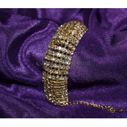 Bracelet strass souple doré