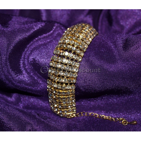 Bracelet strass souple doré