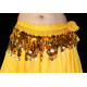 Ceinture de danse orientale jaune pastilles et sequins dorés