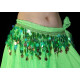 Ceinture de danse orientale vert pastilles et sequins dorés