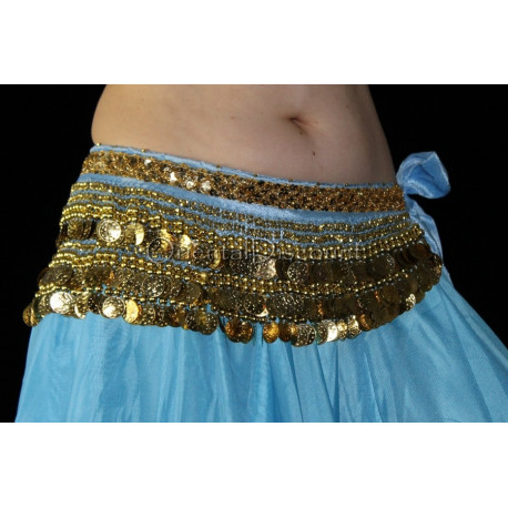Ceinture velours turquoise doré