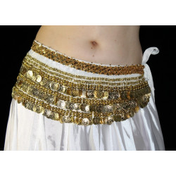 Ceinture velours blanc doré