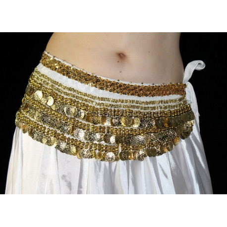 Ceinture velours blanc doré