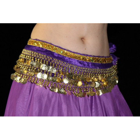 Ceinture velours violet doré