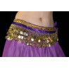 Ceinture de danse orientale velours violet doré