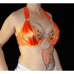 Soutien gorge satin de danse orientale orange bonnet D