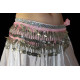 Ceinture de danse orientale rose et plumes argentées