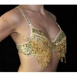 Soutien gorge de danse orientale perlé doré