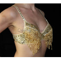 Soutien gorge de danse orientale perlé doré