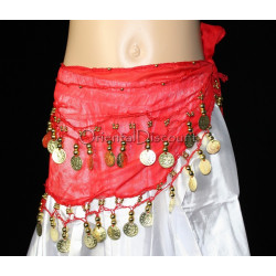 Ceinture de danse orientale enfant rouge