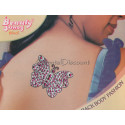 Tatouage papillon fushia et argente