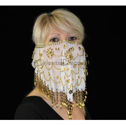 Voile de visage de danse orientale blanc