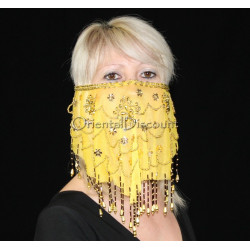 Voile de visage de danse orientale jaune