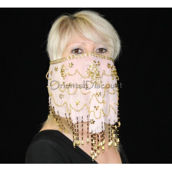 Voile de visage de danse orientale rose clair