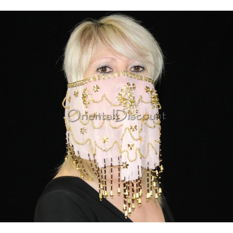 Voile de visage de danse orientale rose clair