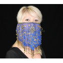 Voile de visage de danse orientale bleu roy