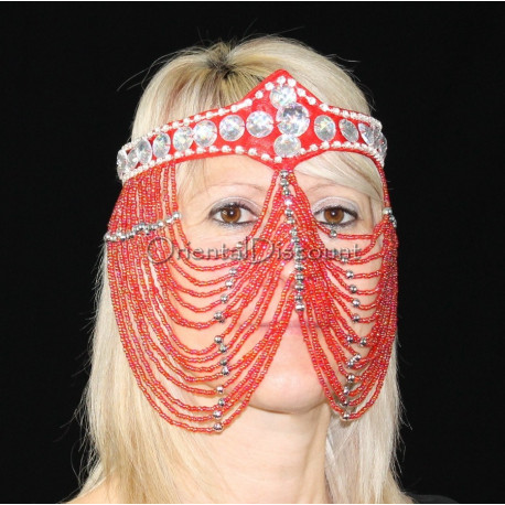 Masque de danse orientale rouge