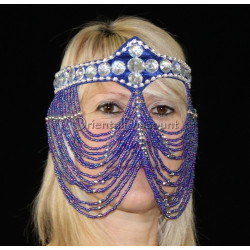 Masque de danse orientale bleu roy